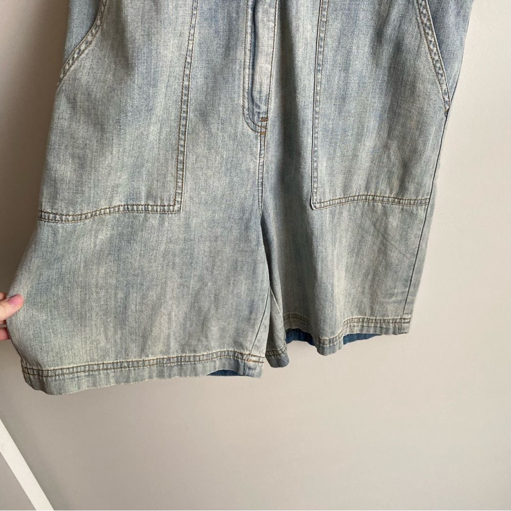 Faherty Utility Denim Chambray Button Up Romper - image 4